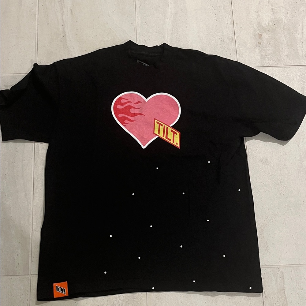 TILT Black Shirt with Orange Tag